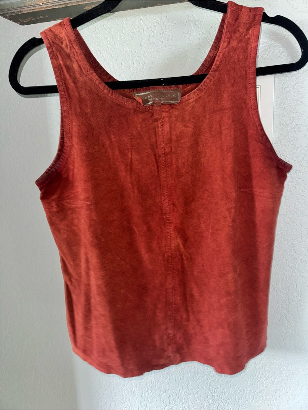 Double D Ranch 100% Leather Rust Red Sleeveless Women’s Tank Top - Picture 4 of 6